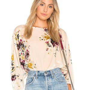 Free People Babe Velvet Slouchy Floral Bodysuit L